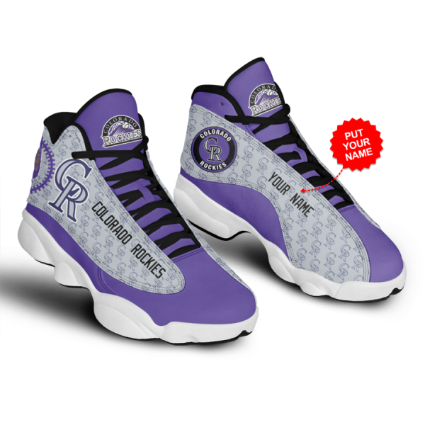 Personalized Name Shoes Colorado Rockies Air Jordan 13 Shoes style: Men's Air Jordan 13, color: Purple