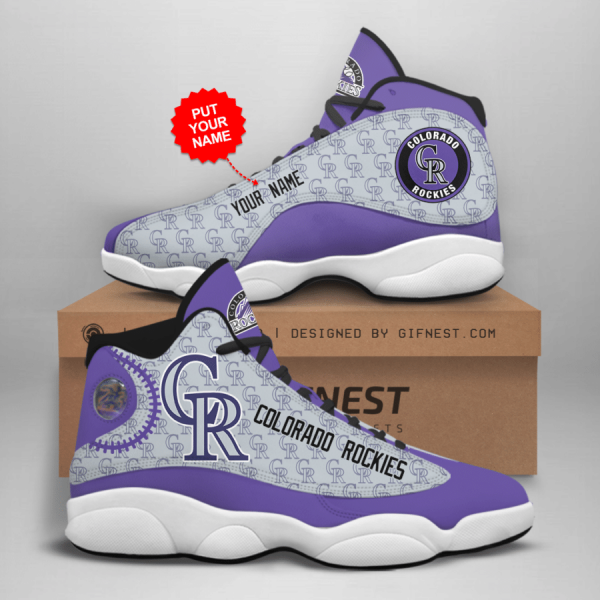 Personalized Name Shoes Colorado Rockies Air Jordan 13 Shoes style: Women's Air Jordan 13, color: Purple