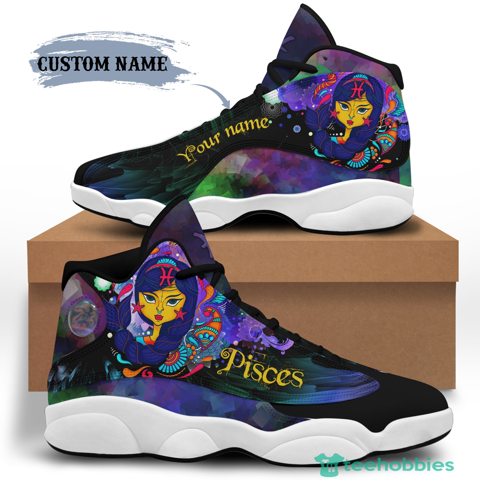 Pisces Birthday Gift Personalized Name Air Jordan 13 Shoes SKU89