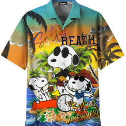 Salty Beach - It's 5 O'clock Snoopy Hawaiian Shirt - Short-Sleeve Hawaiian Shirt - Blue