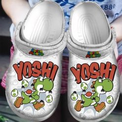 Supper Mario Yoshi Best Gift For Men And Women Clog Shoes - Clog Shoes - White