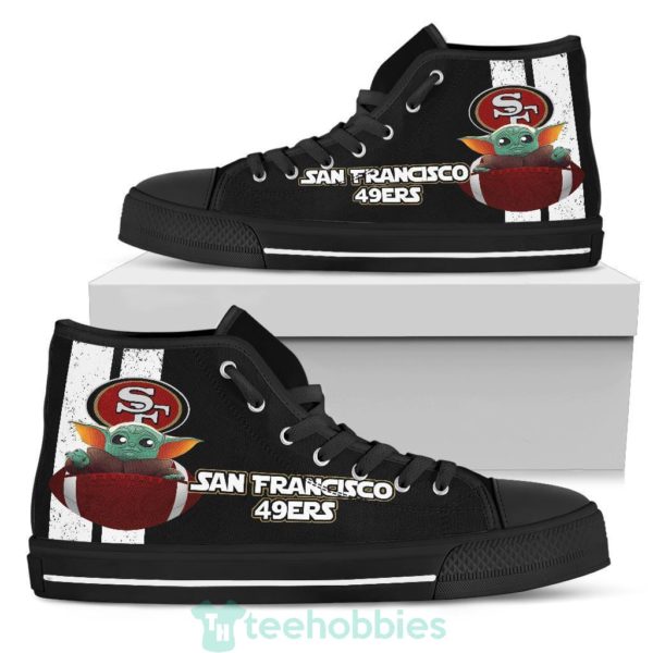 49ers baby yoda high top shoes fan gift idea 1 Mvvfh 600x600px 49ers Baby Yoda High Top Shoes Fan Gift Idea