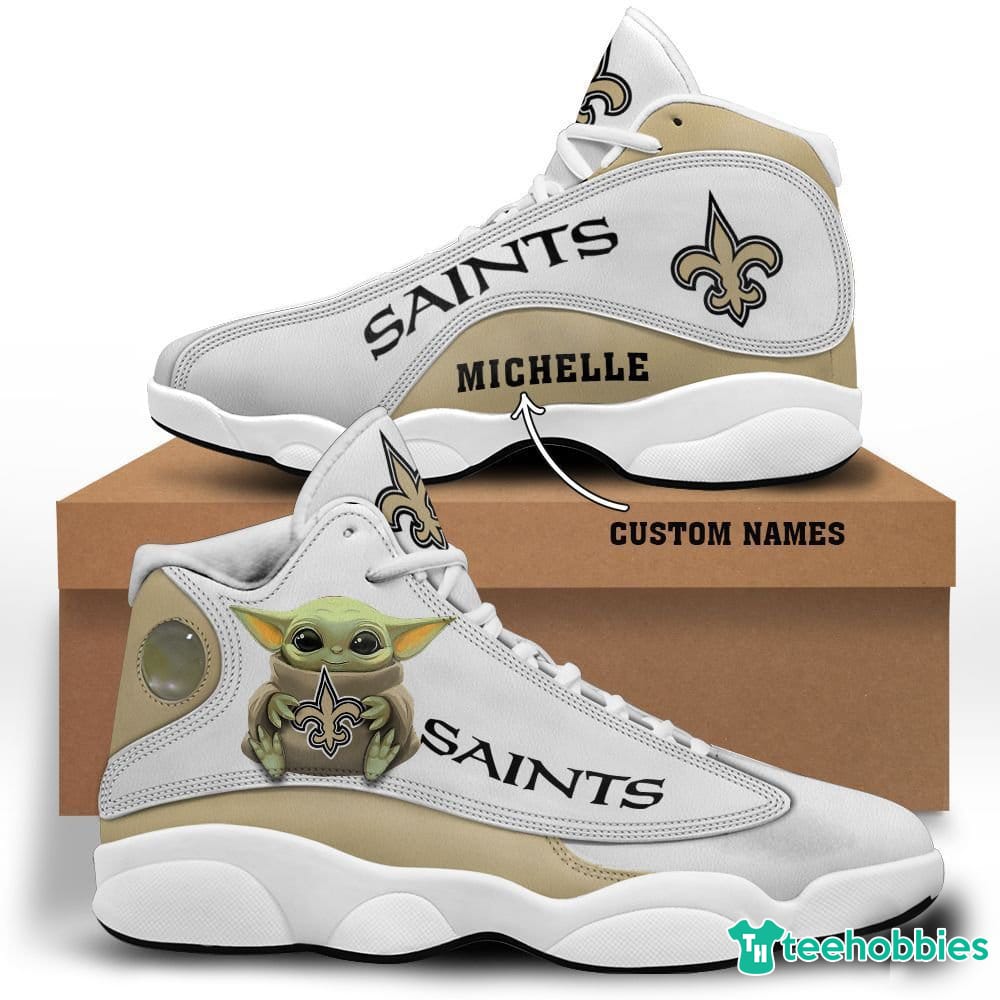 New Orleans Saints Grogu Baby Yoda Custom Personalised Air Jordan 13 Shoes Flint