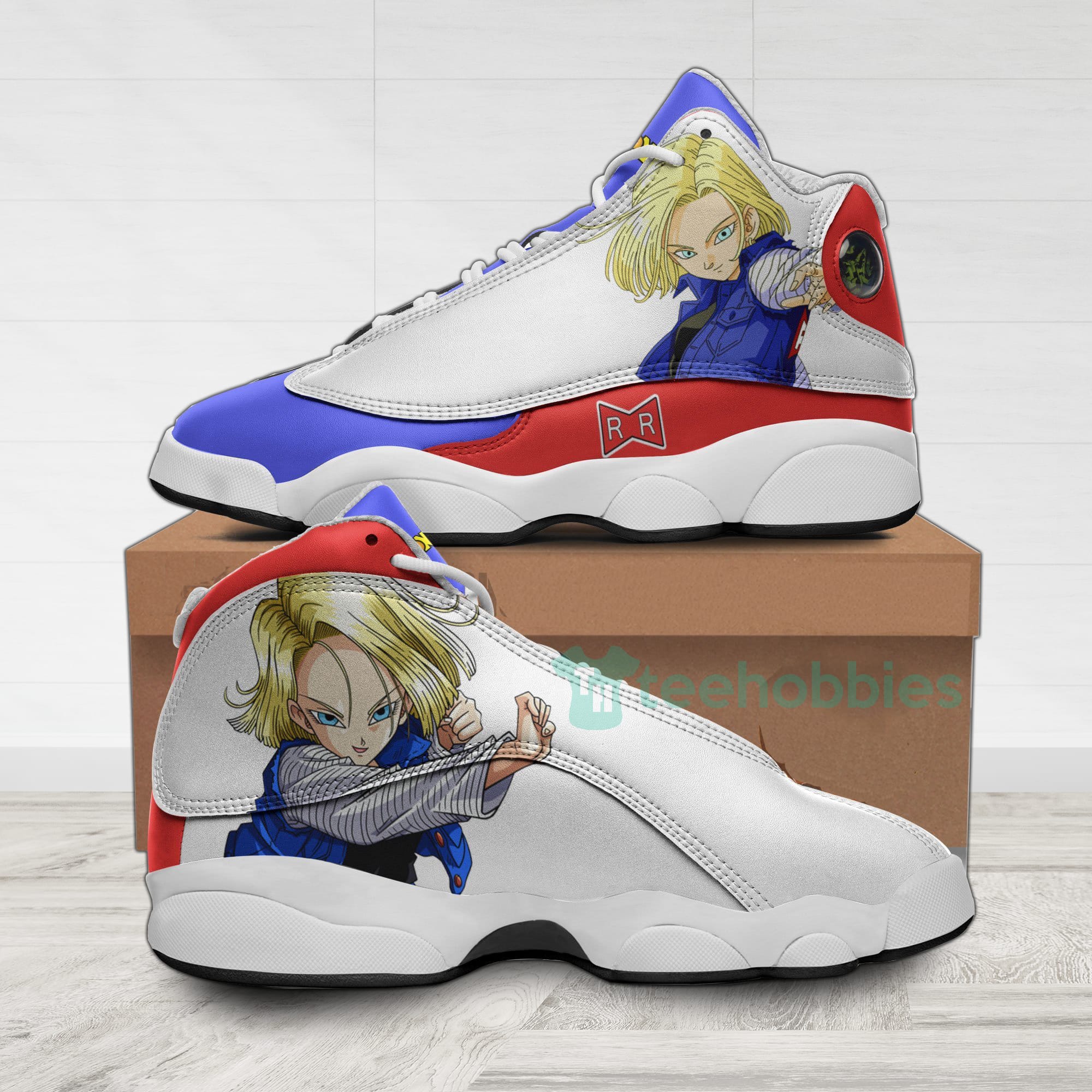 Android 18 Custom Dragon Ball Anime Air Jordan 13 Shoes Product photo 1