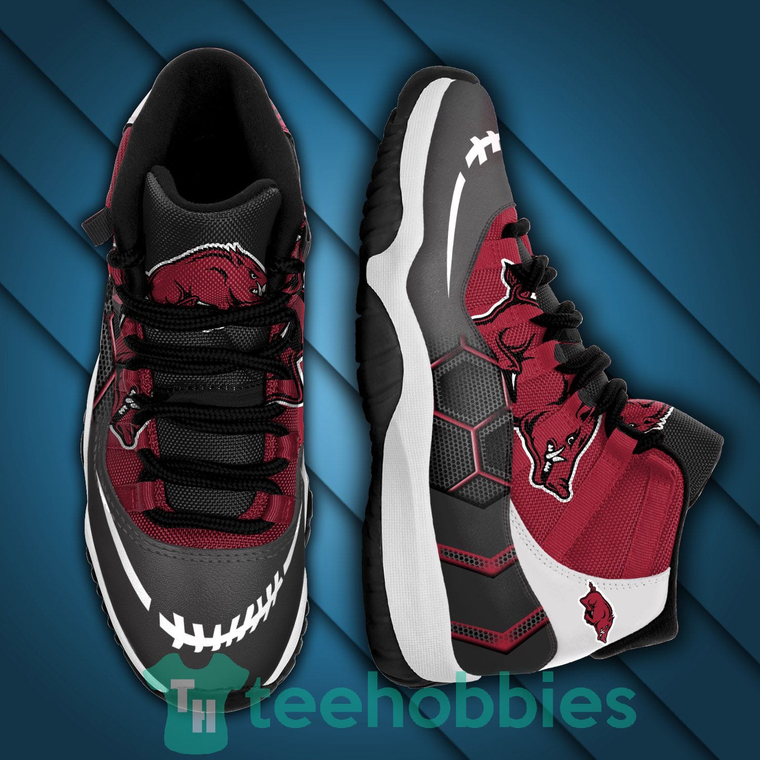 Arkansas Razorbacks New Air Jordan 11 Sneakers Shoes Concord Bred Retro Design Men Women Product photo 2