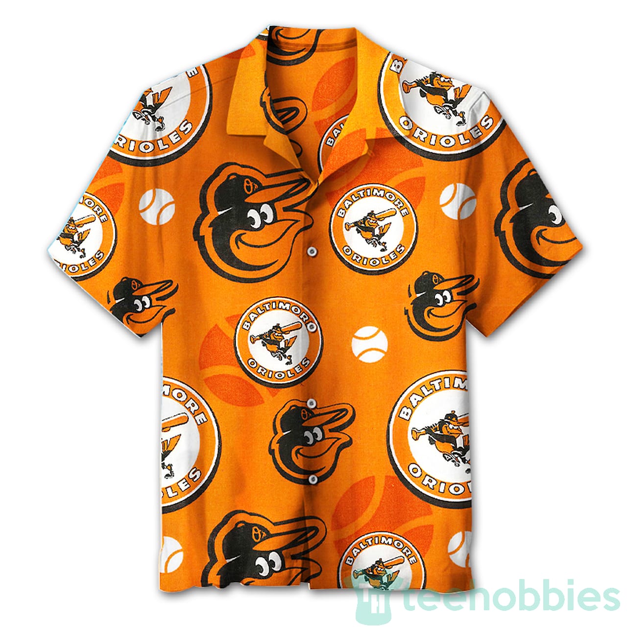 Baltimore Orioles Orange Hawaiian Shirt Product photo 1