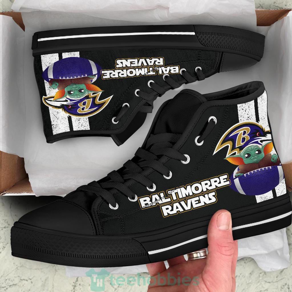 Baltimore Ravens  Baby Yoda High Top Shoes Product photo 1