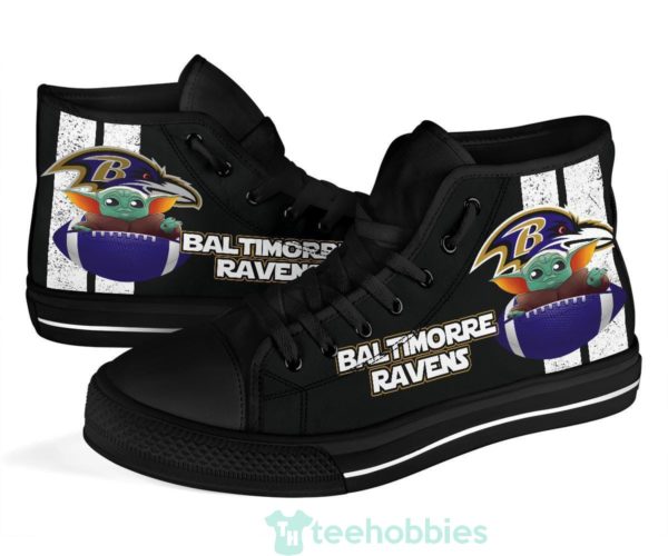 baltimore ravens baby yoda high top shoes 4 kzrDr 600x500px Baltimore Ravens Baby Yoda High Top Shoes