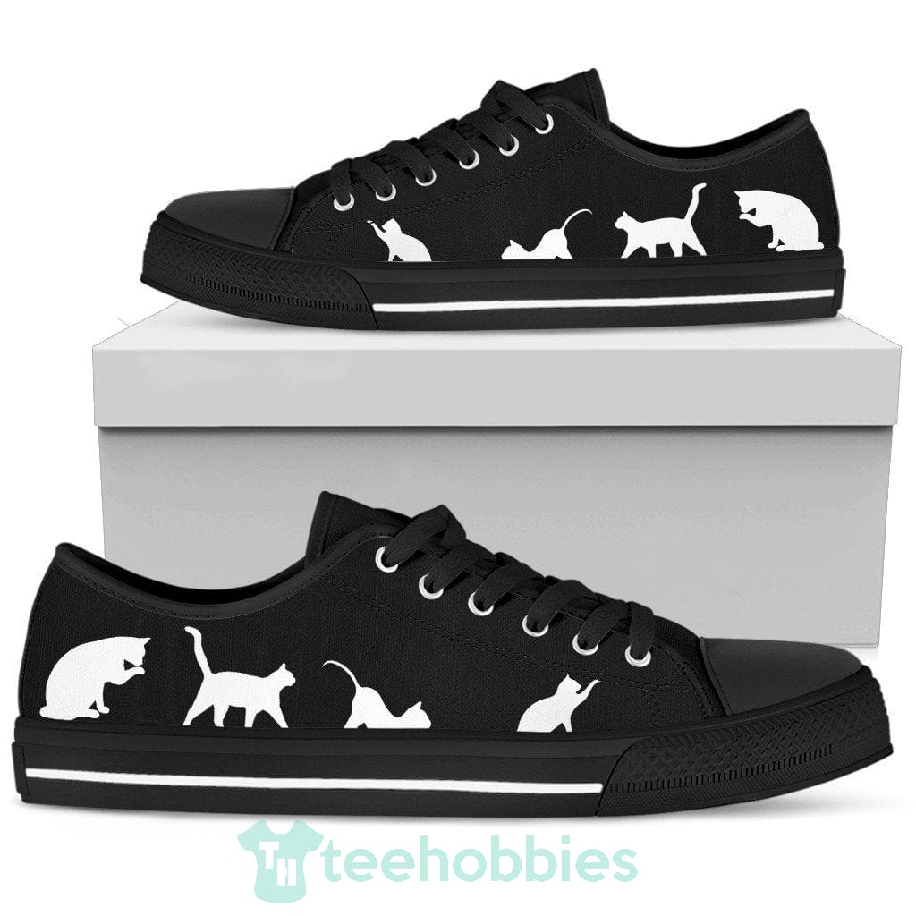 Black and White Cats Sneakers Low Top Shoes Cat Lover