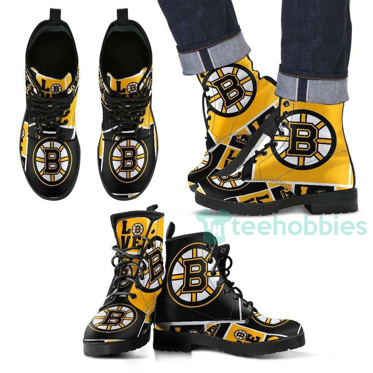Boston Bruins Leather Boots Shoes