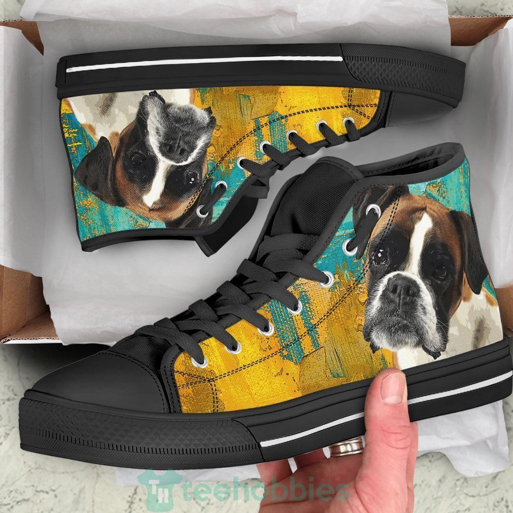 Boxer Dog Sneakers Colorful High Top Shoes Product photo 1