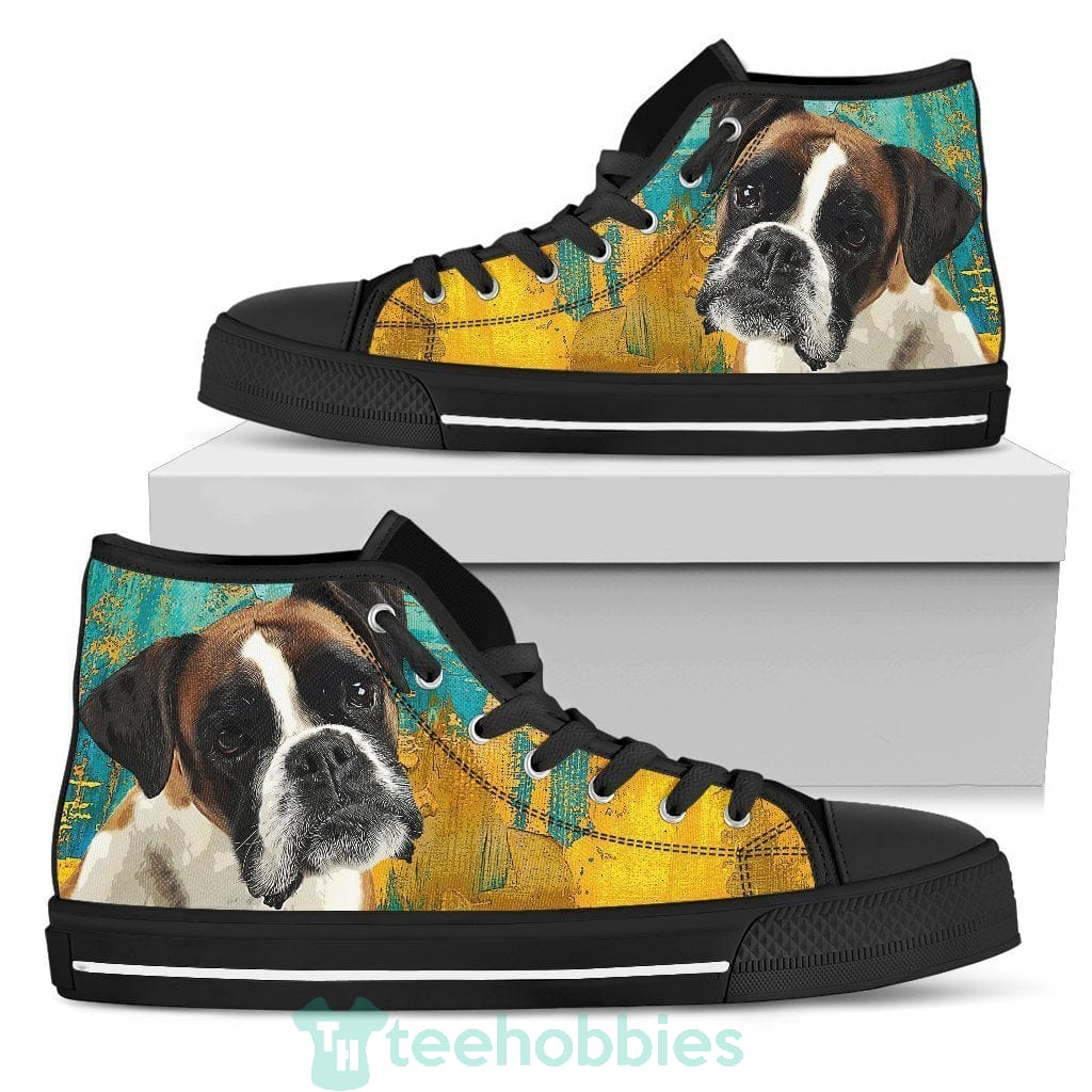 Boxer Dog Sneakers Colorful High Top Shoes Product photo 2