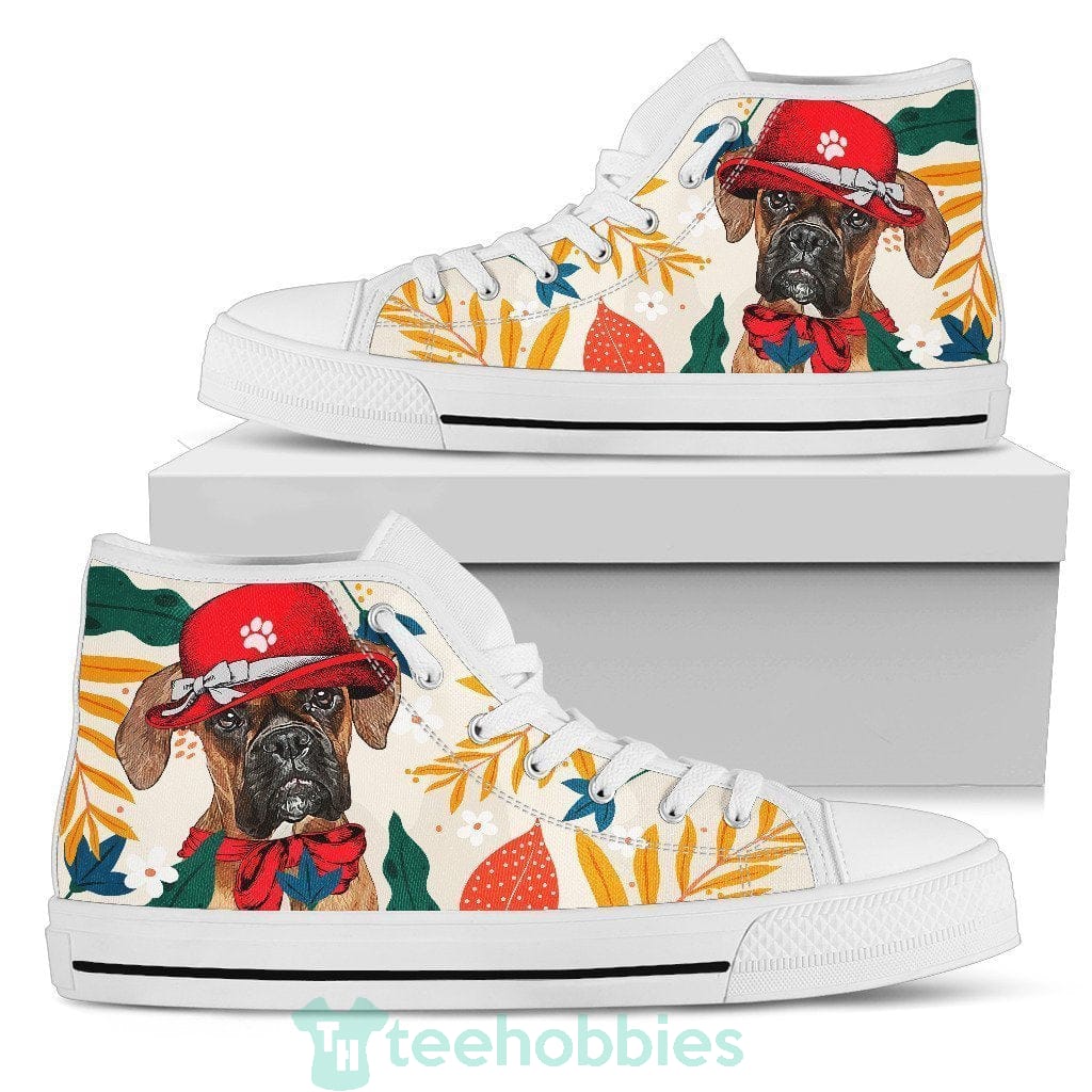 Boxer Dog Sneakers High Top Shoes Funny Product photo 1