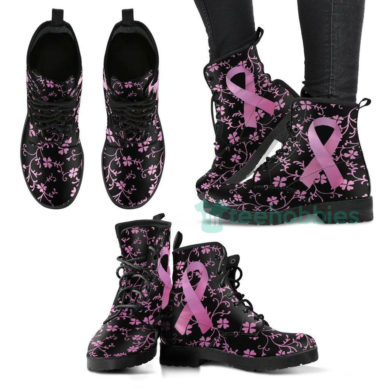 Breast Cancer Awareness Leather Leather Boots Shoes