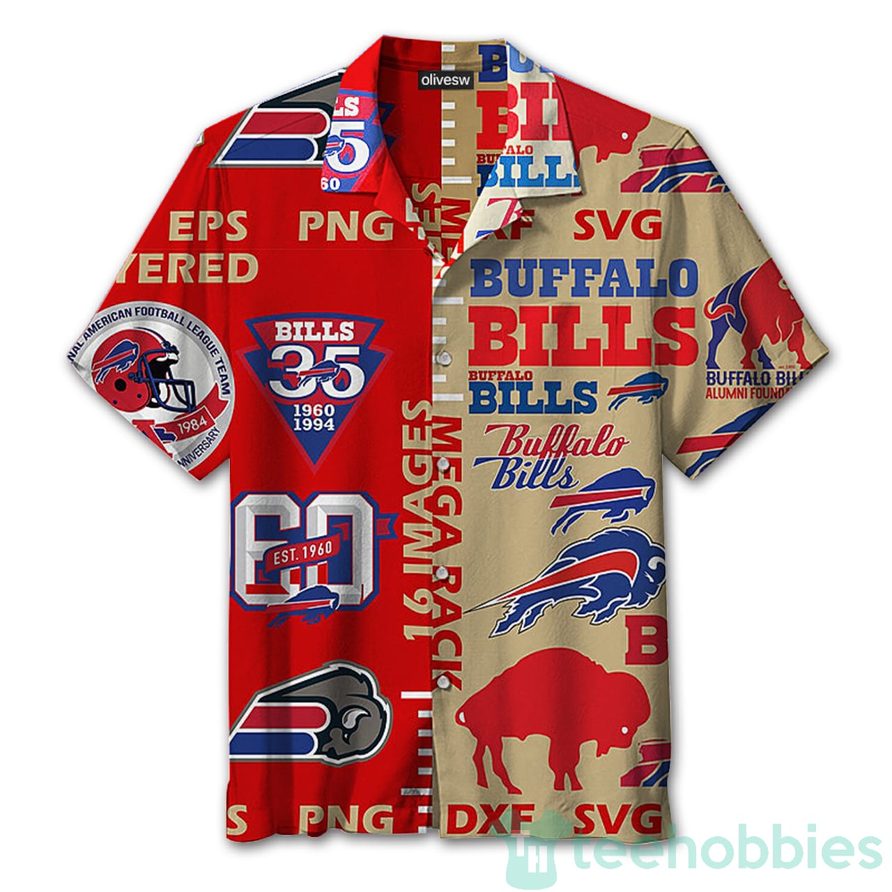 Buffalo Bills Colorblock Baseball Hawaiian Shirt Product photo 1