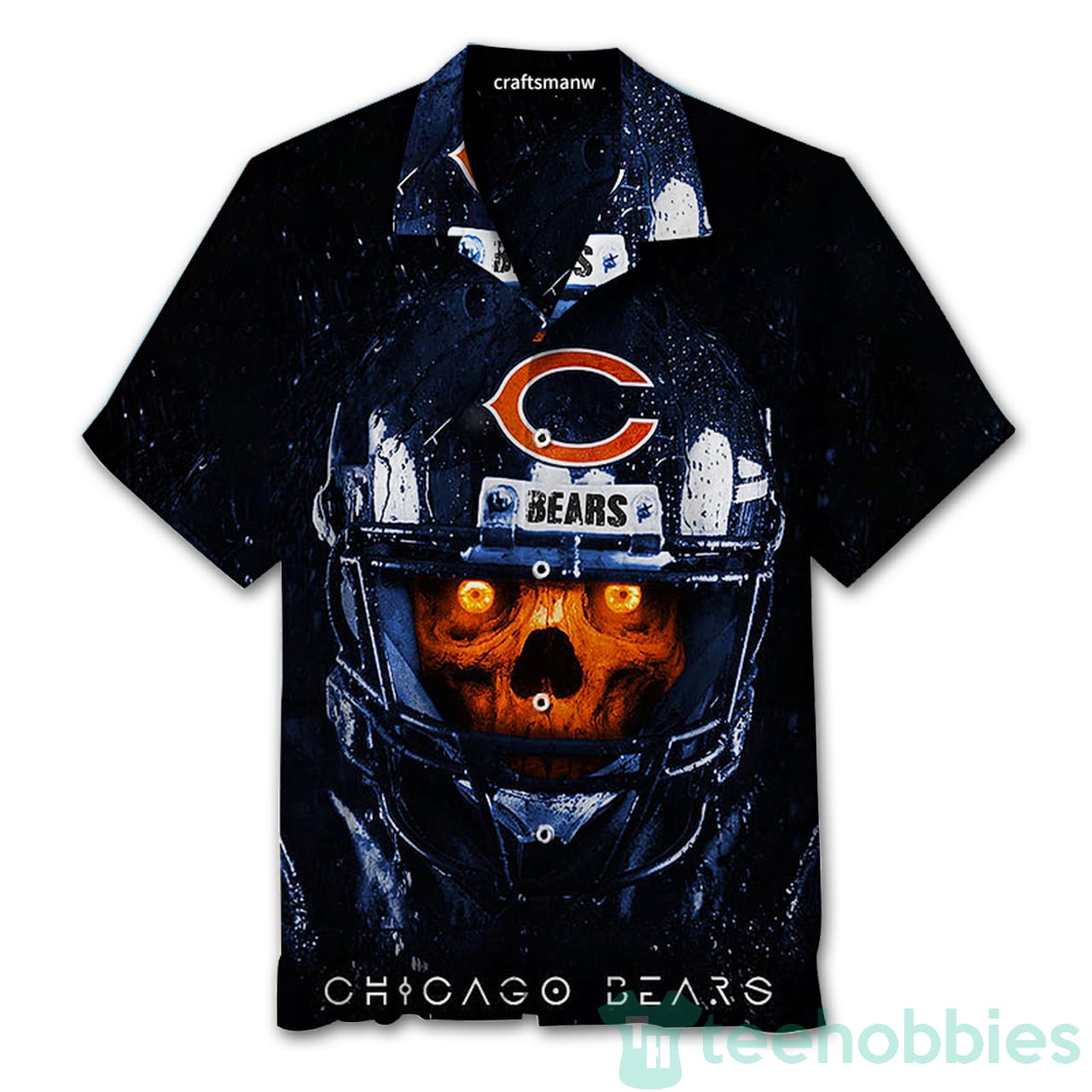 Chicago Bears Skull Print Unisex Hawaiian Shirt