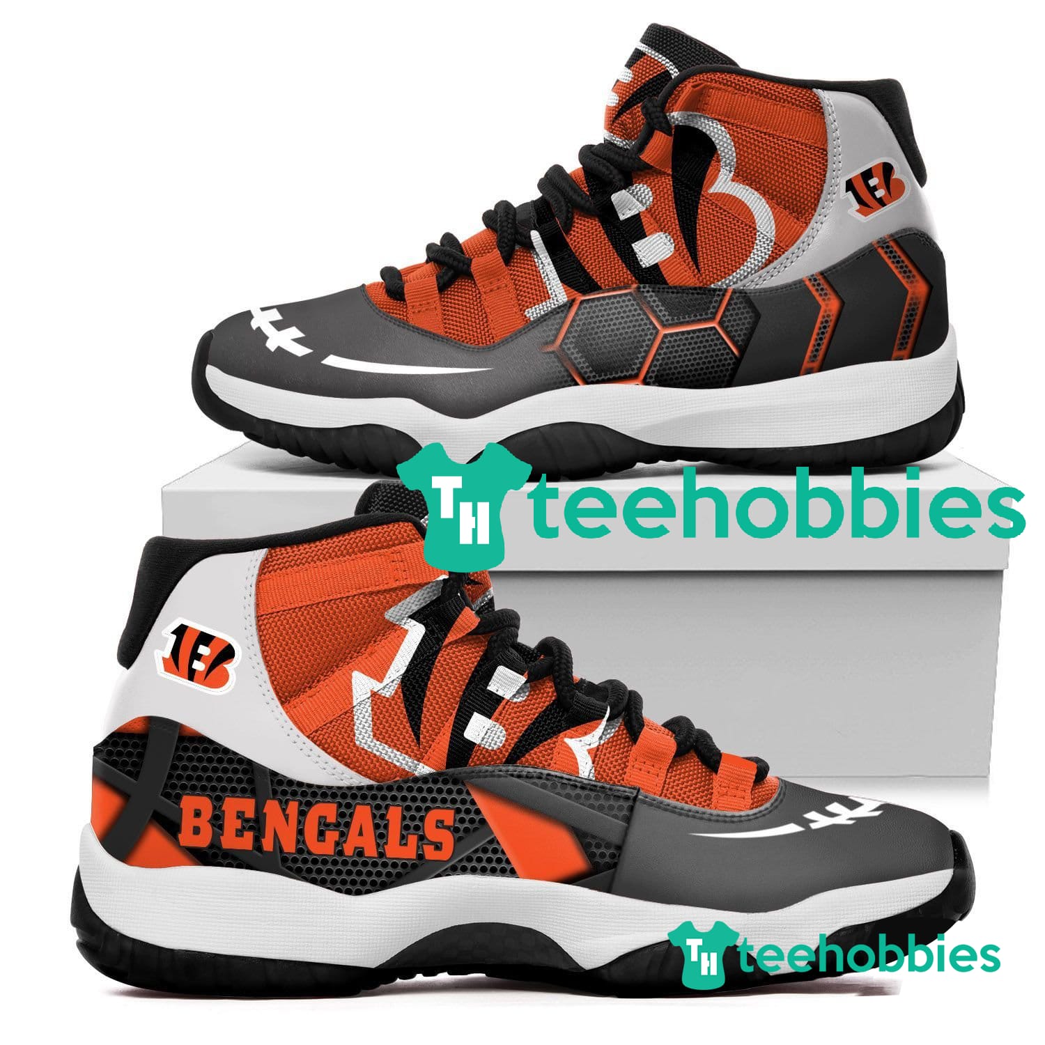 Cincinnati Bengals New Air Jordan 11 Sneakers Shoes Concord Bred Retro Design Men Women