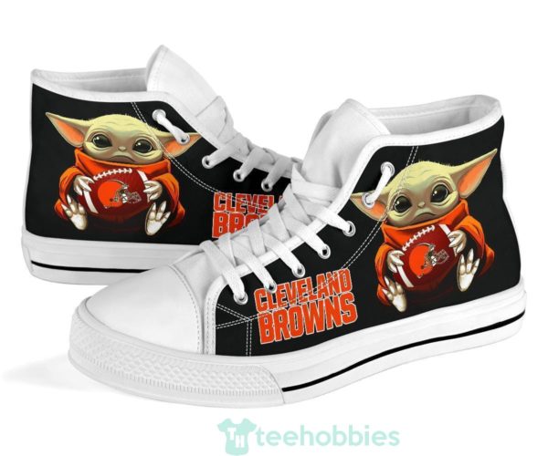 cleveland browns cute baby yoda high top shoes fan gift 1 5640i 600x500px Cleveland Browns Cute Baby Yoda High Top Shoes Fan Gift