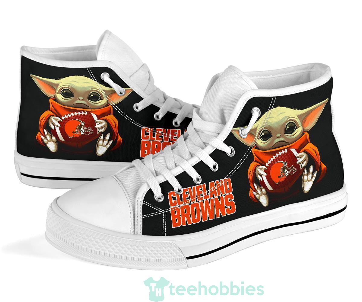 Cleveland Browns Cute Baby Yoda High Top Shoes Fan Gift Product photo 1