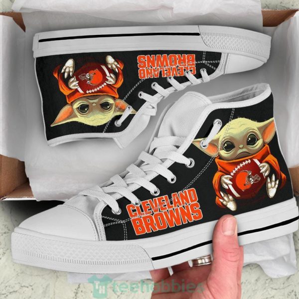 cleveland browns cute baby yoda high top shoes fan gift 2 S06Kn 600x600px Cleveland Browns Cute Baby Yoda High Top Shoes Fan Gift