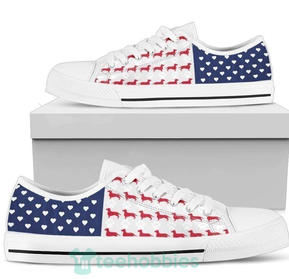 Cool Dachshund US Flag Low Top Shoes
