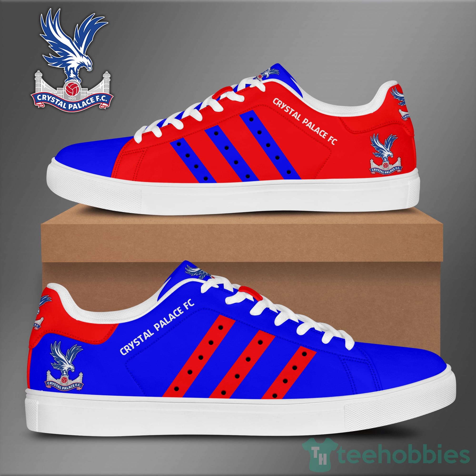 Crystal Palace Fc Red And Royal Low Top Skate Shoes
