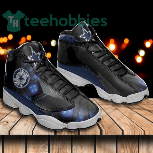 Dallas Cowboys Custom Name Black Air Jordan 13 Sneaker Shoes
