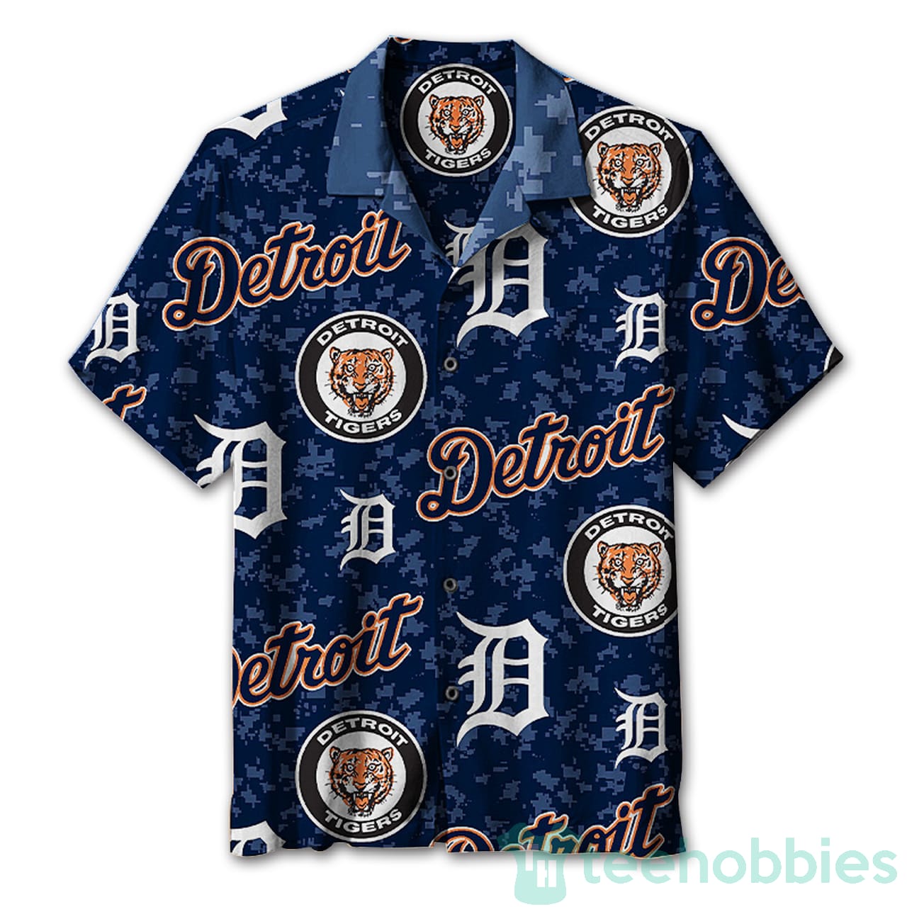 Detroit Tigers Baseball Team Navy Hawaiian Shirts Product photo 1