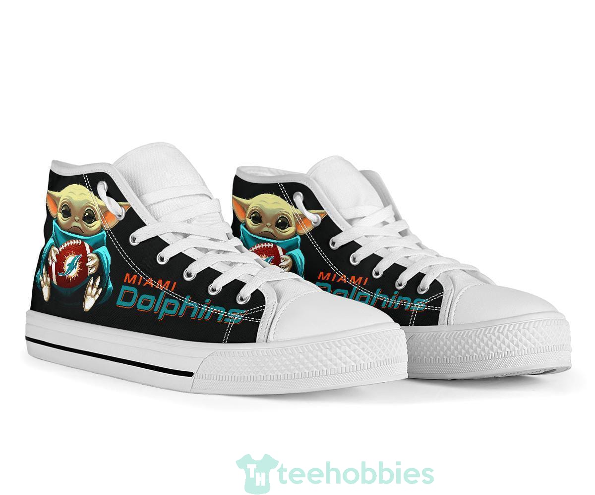 Dolphins  Cute Baby Yoda High Top Shoes Fan Gift Product photo 2