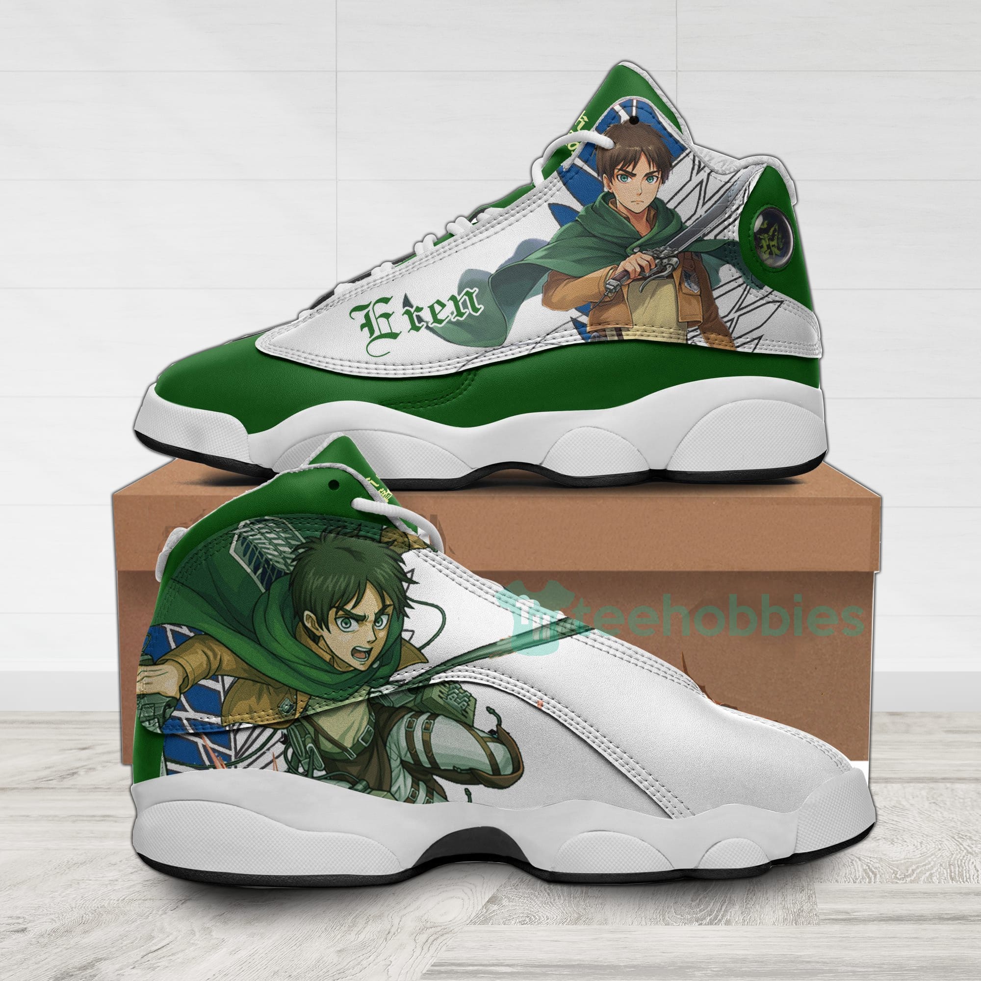 Eren Yeager Custom Attack On Titan Anime Air Jordan 13 Shoes