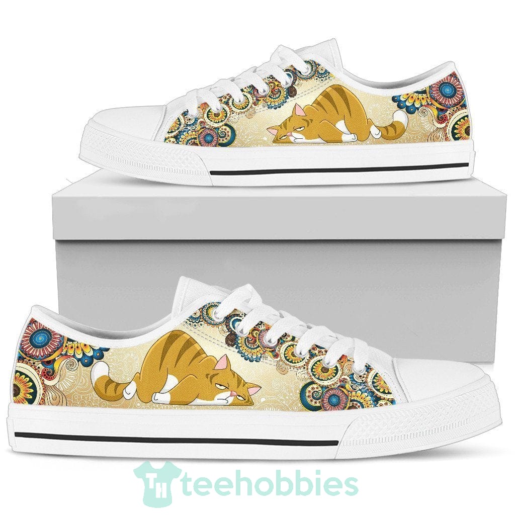 Funny Lazy Cat Sneakers Low Top Shoes Cat Lover