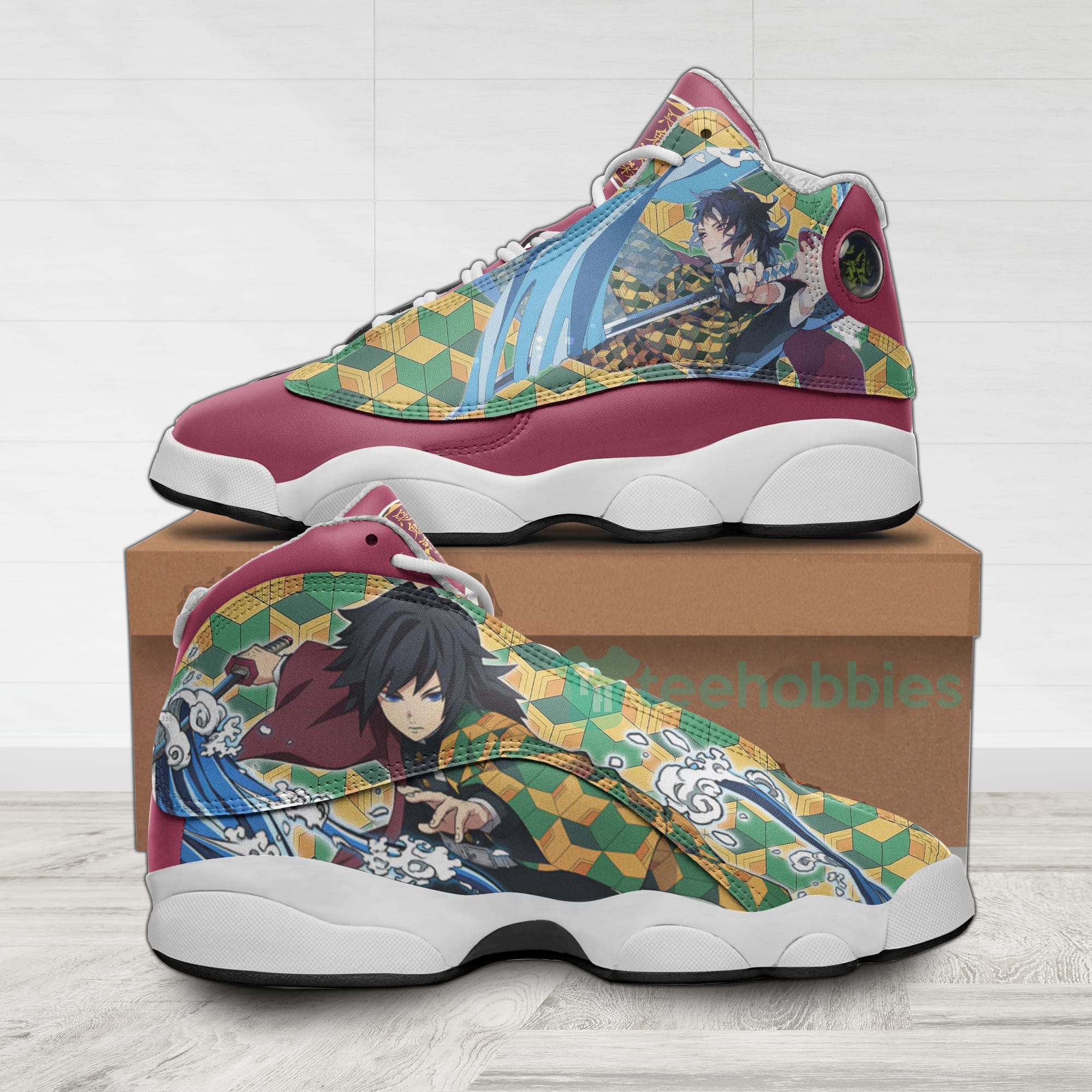 Giyuu Tomioka Custom KNY Anime Air Jordan 13 Shoes