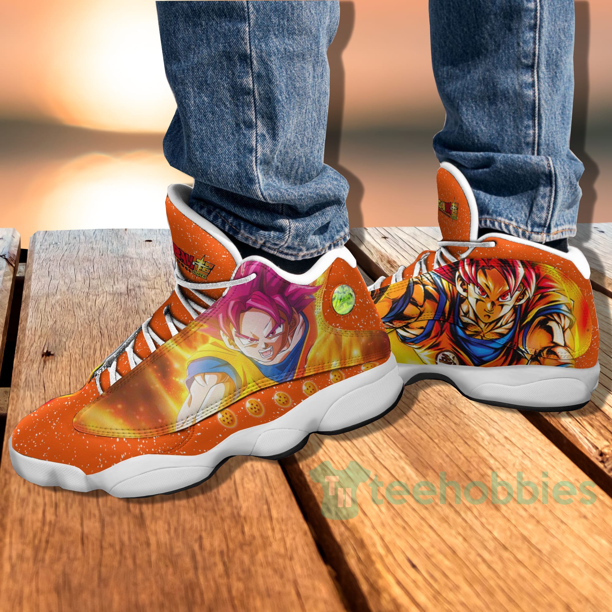 Goku Custom Super Saiyan God Dragon Ball Anime Air Jordan 13 Shoes Product photo 2