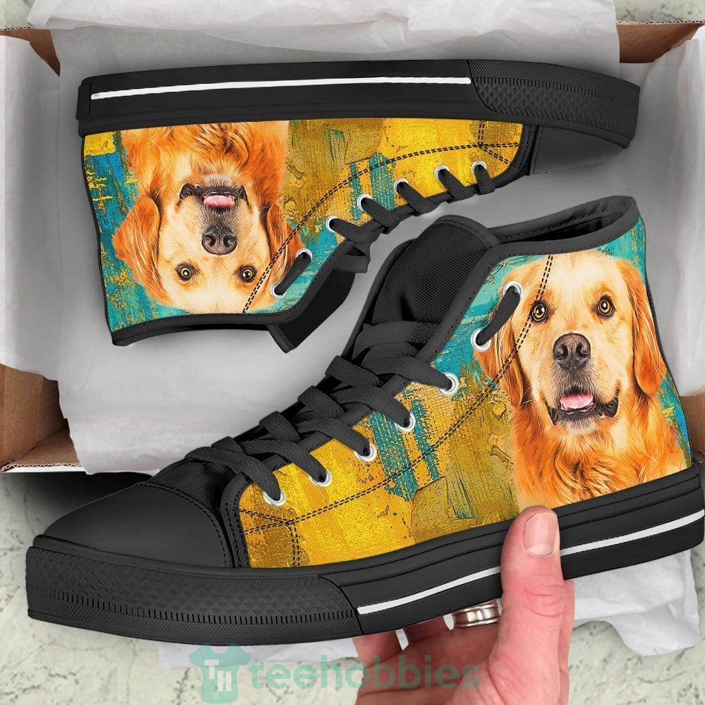 Golden Retriever Dog Sneakers Colorful High Top Shoes Product photo 1