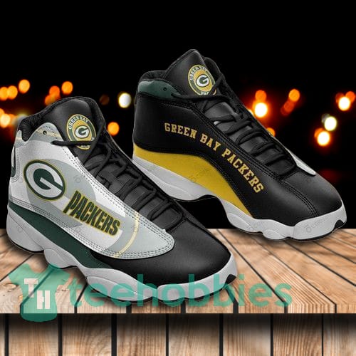 Green Bay Packers Black And White Air Jordan 13 Sport Sneaker Shoes Product photo 1