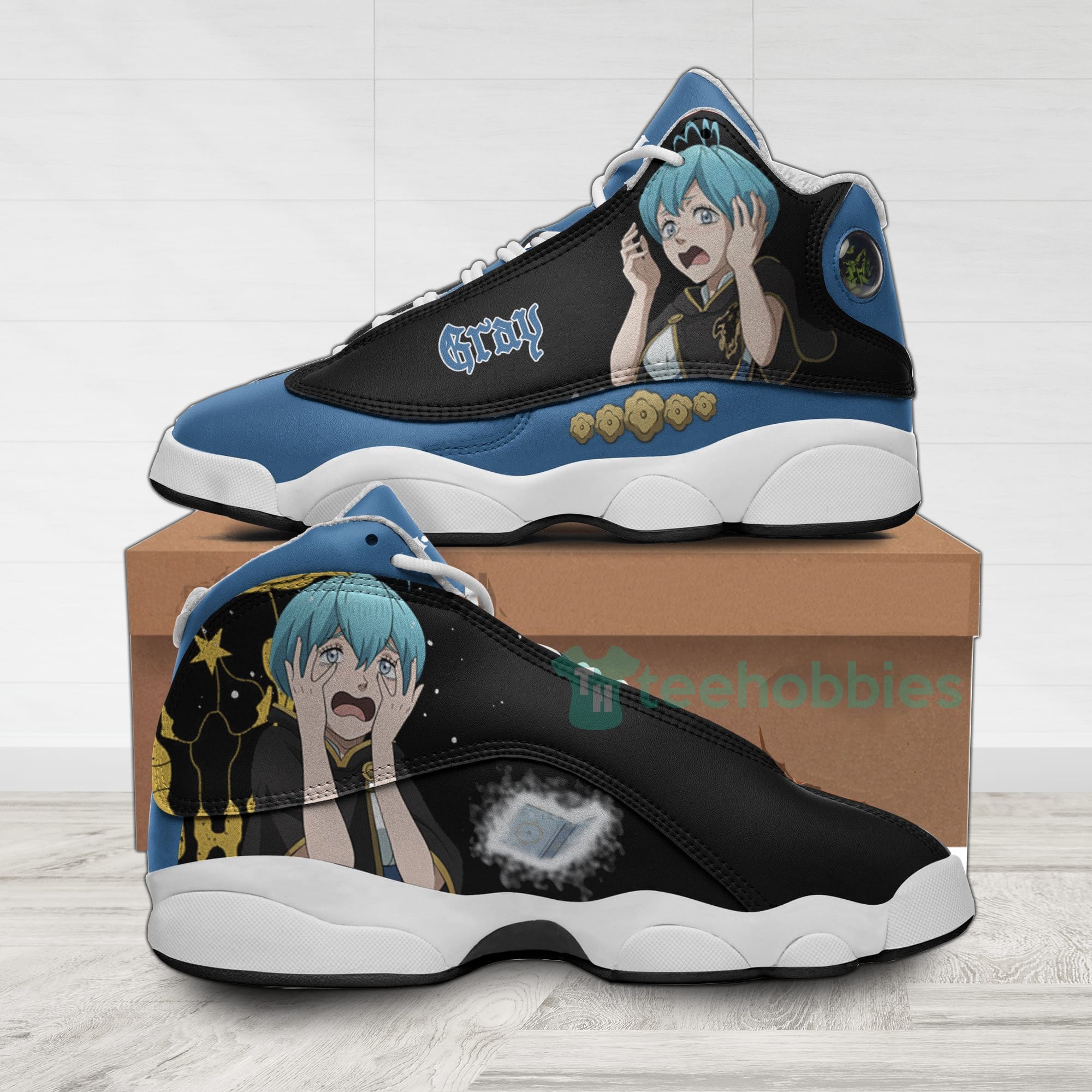 Grey Custom Black Clover Anime Air Jordan 13 Shoes