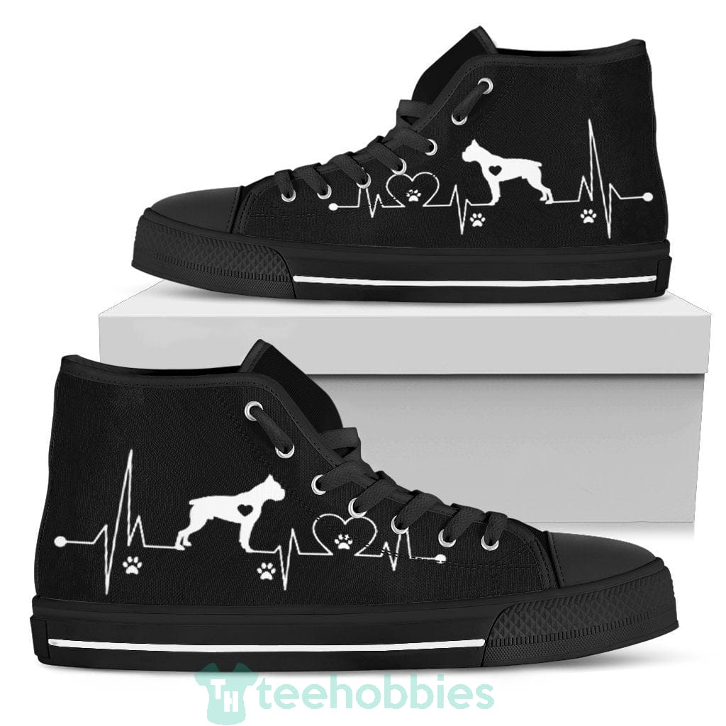 Heartbeat Boxer Dog Sneakers High Top Shoes Product photo 1