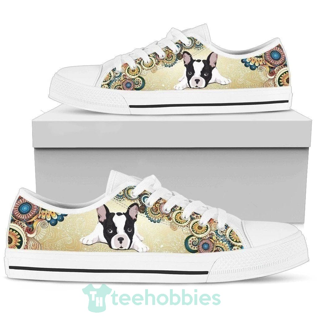 Hippie Style French Bulldog Low Top Shoes Product photo 1