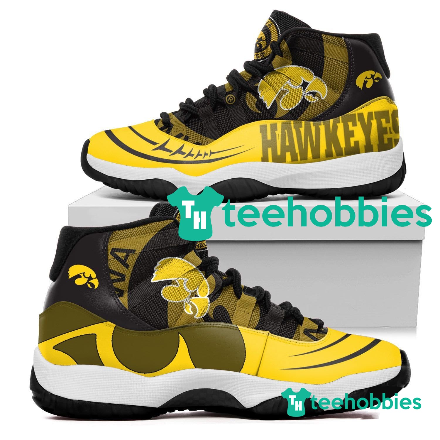 Iowa Hawkeyes New Air Jordan 11 Sneakers Shoes Product photo 1