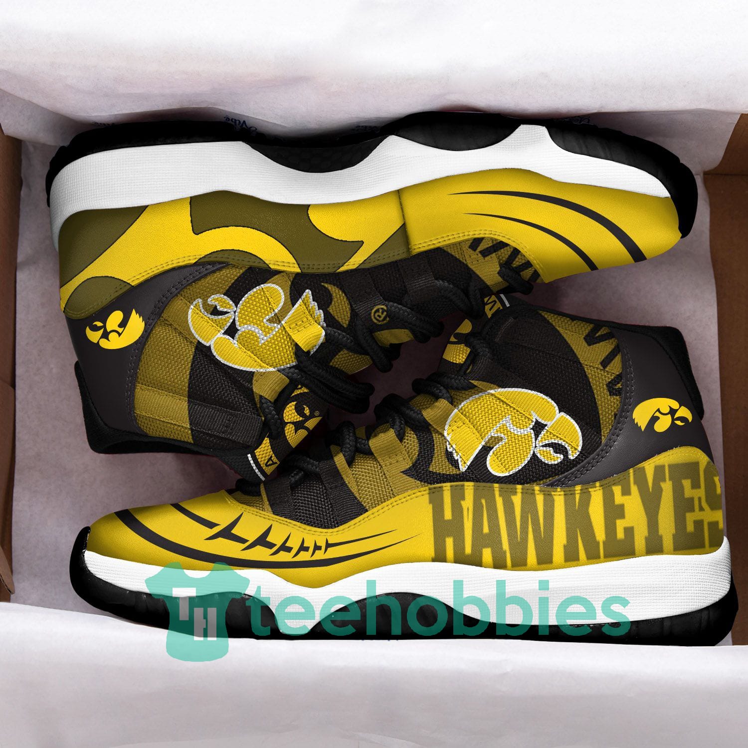 Iowa Hawkeyes New Air Jordan 11 Sneakers Shoes Product photo 2