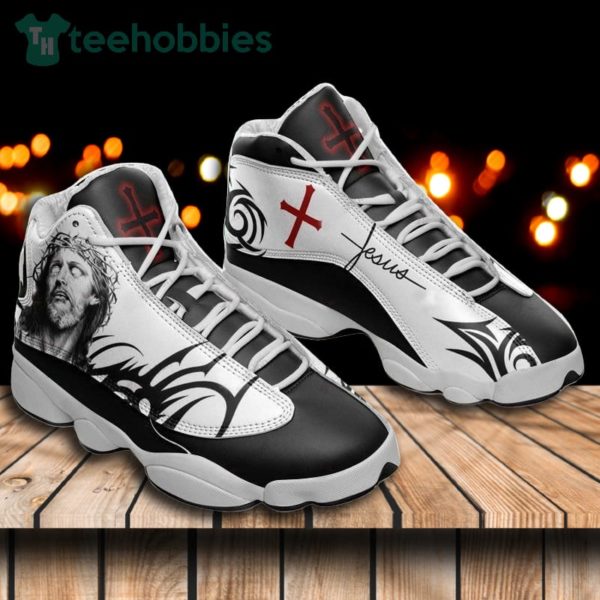 Jesus White And Black Air Jordan 13 Sneakers Shoes