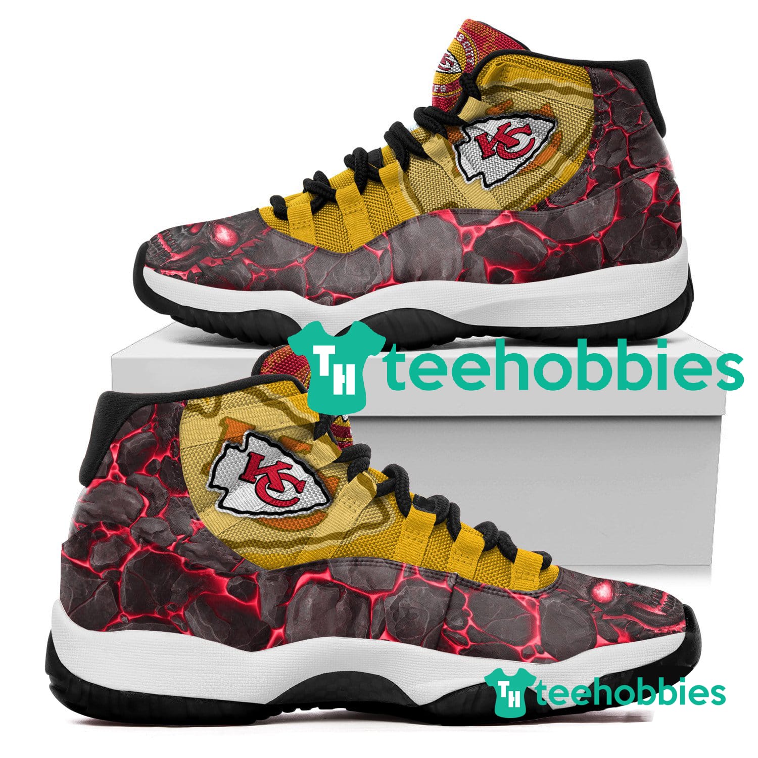 Kansas City Chiefs Logo Lava Skull Air Jordan 11 Sneakers Shoes