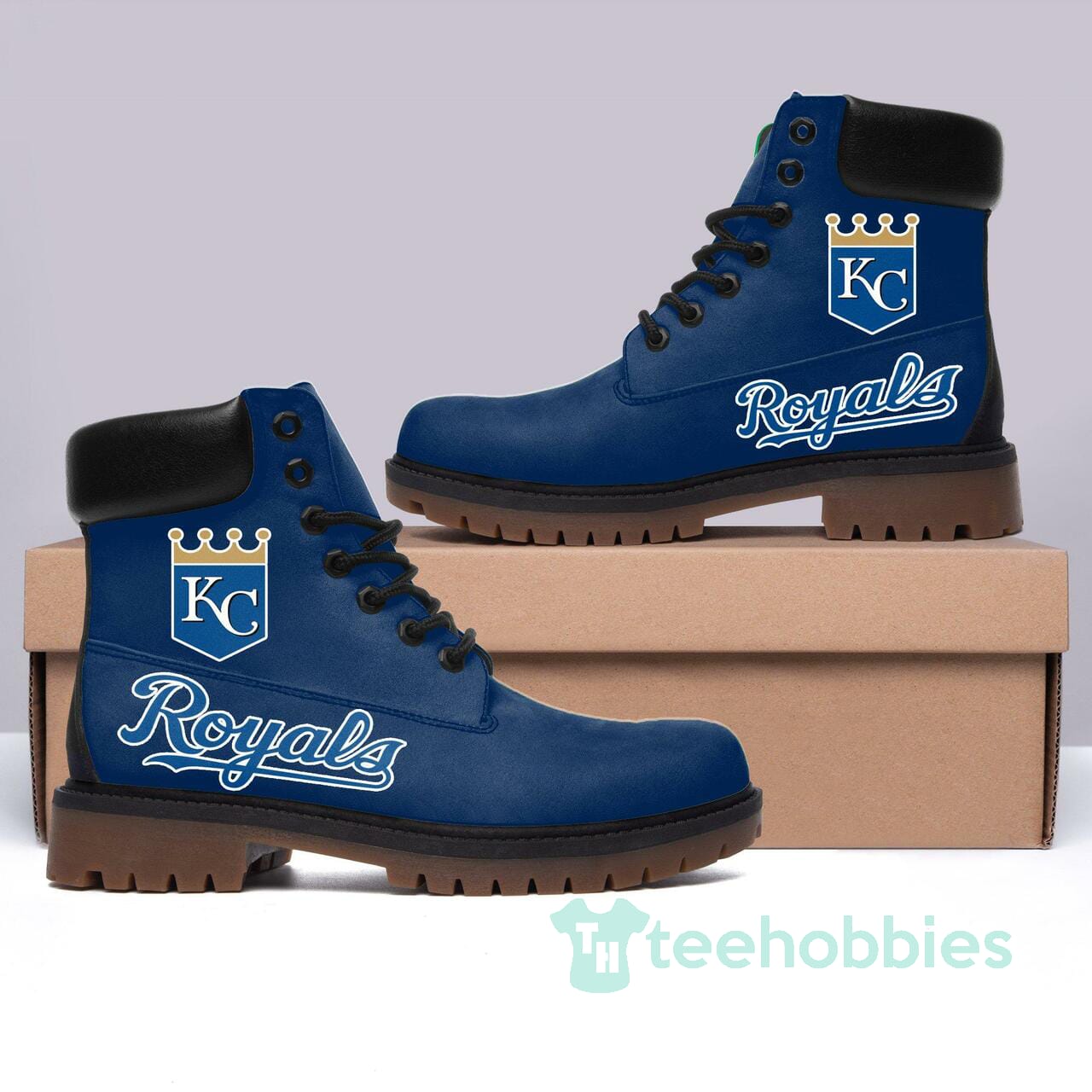 Kansas City Royals Baseball Leather Boots Men Women Shoes Product photo 1