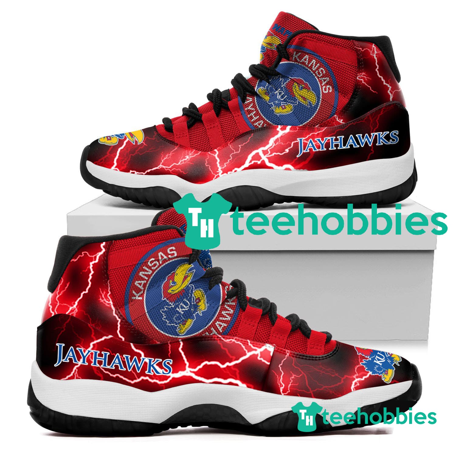 Kansas Jayhawks Custom Name Air Jordan 11 Shoes Sneakers Mens Womens Personalized Gifts