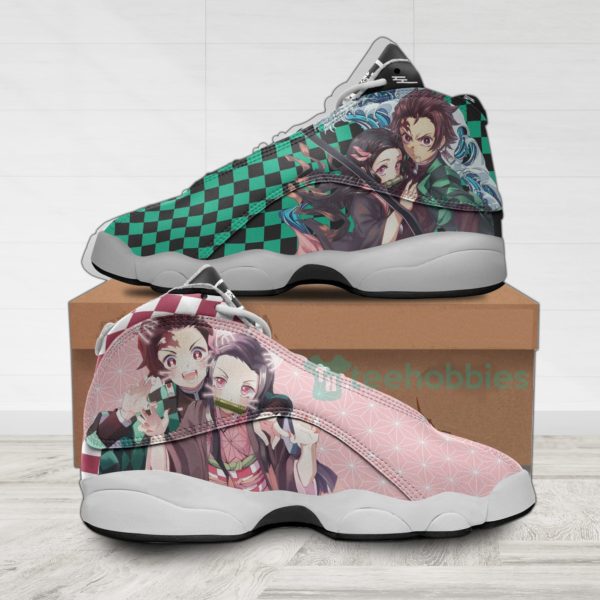 kny tanjiro x nezuko custom kny anime air jordan 13 shoes 1 Omi89 600x600px KnY Tanjiro x Nezuko Custom KNY Anime Air Jordan 13 Shoes