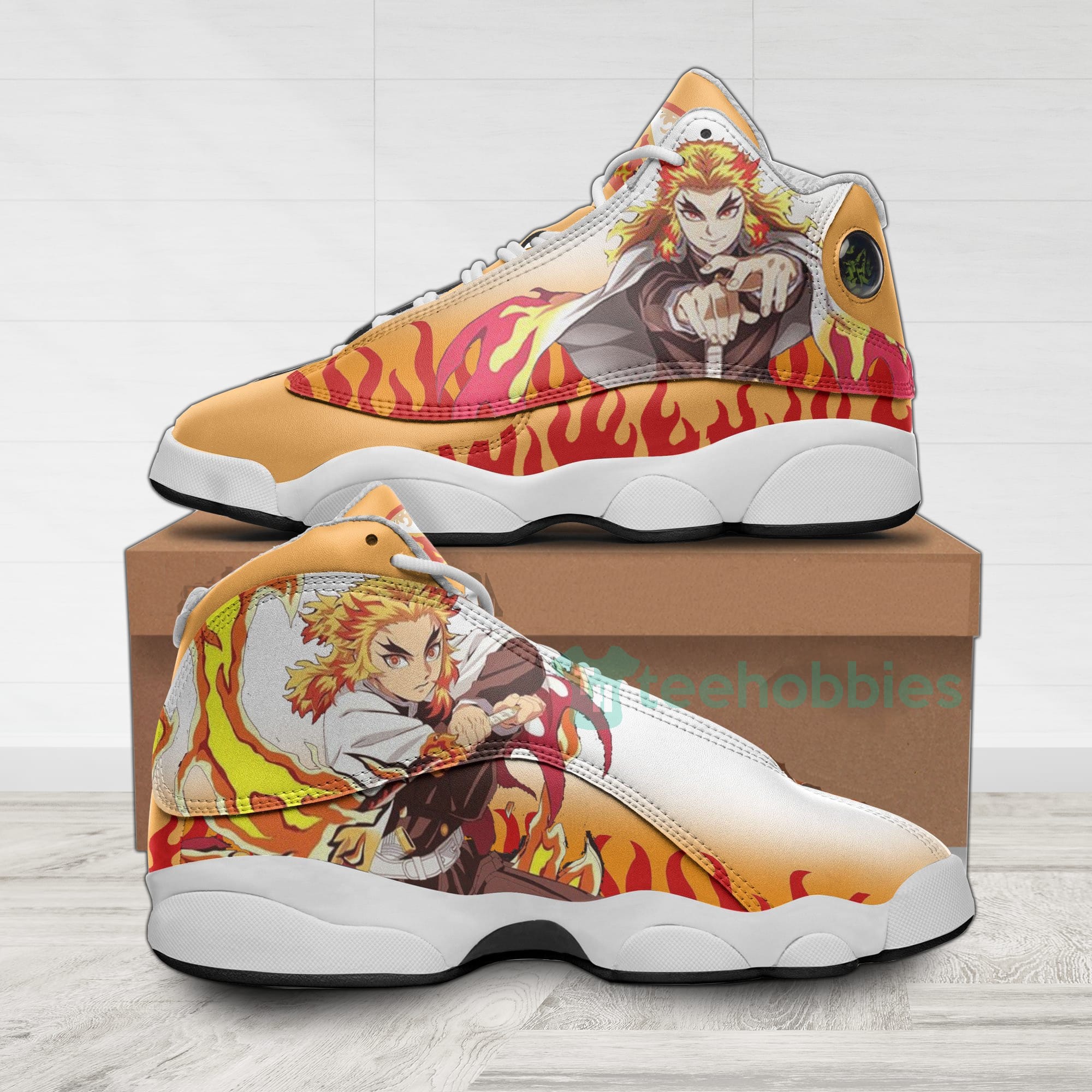 Kyojuro Rengoku Custom KNY Anime Air Jordan 13 Shoes