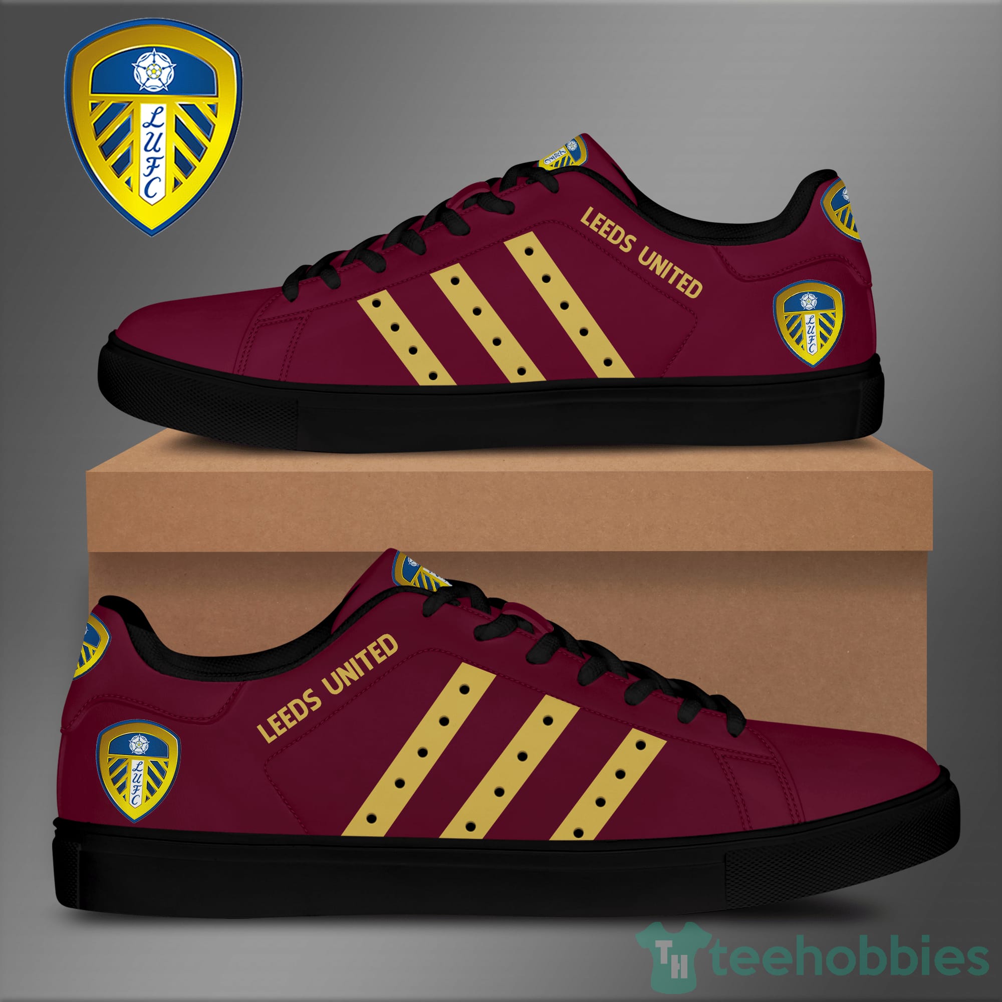 Leeds United F.C Cardinal Red Low Top Skate Shoes Product photo 2
