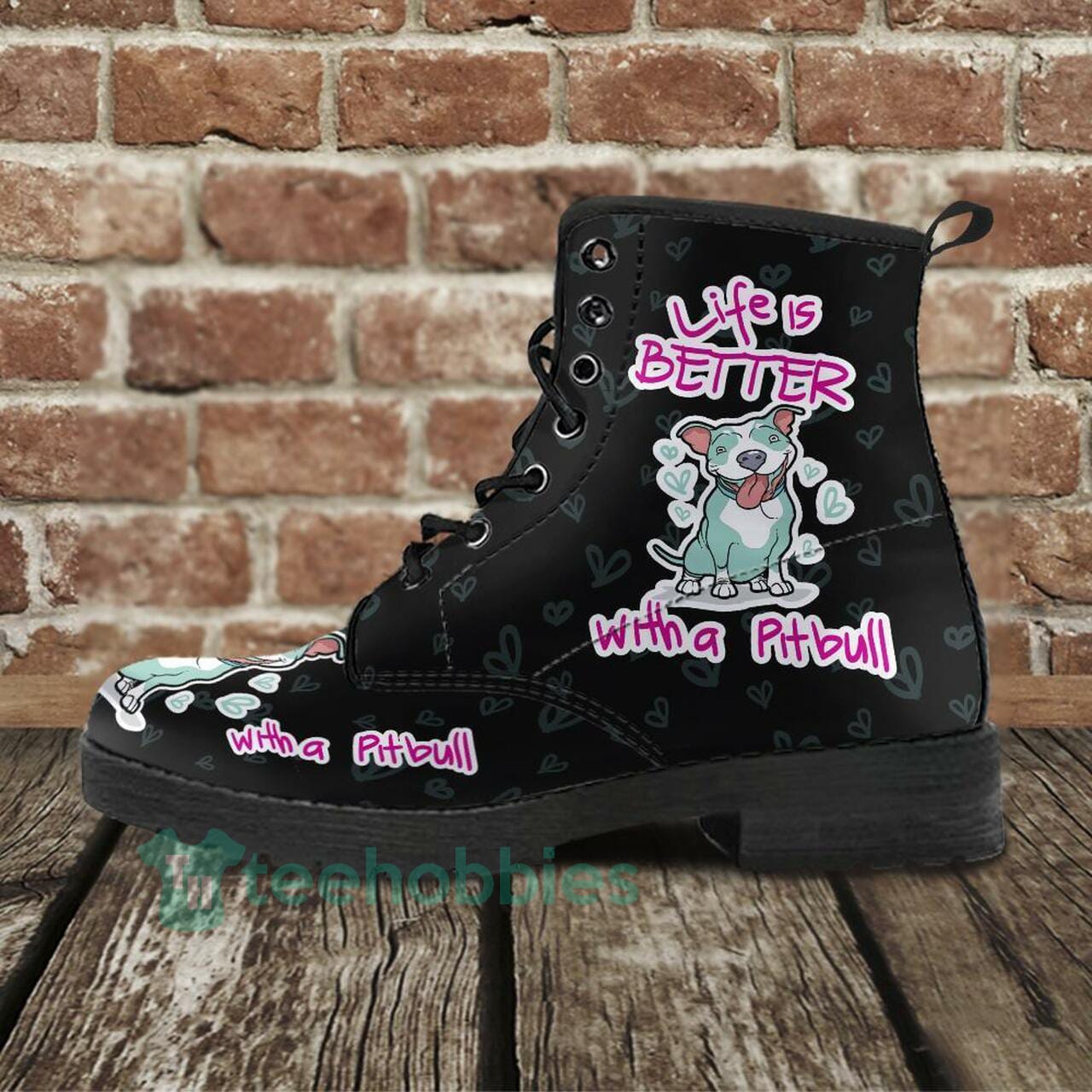 Life Is Better With A Pitbull Faux Leather Boots Black Shoes Product photo 1