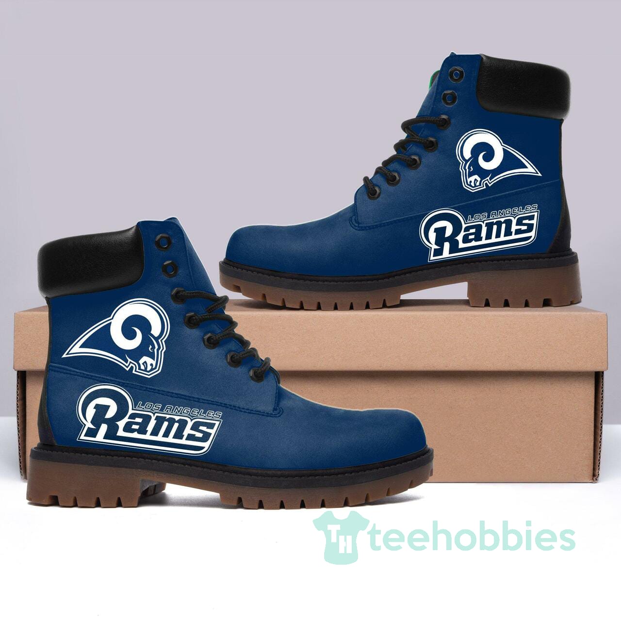 Los Angeles Rams Football Leather Boots Men Women Shoes Product photo 1