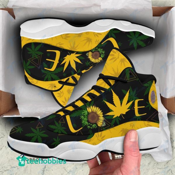 Love Sunflower And Weed Leaf Air Jordan 13 Sneaker Shoes
